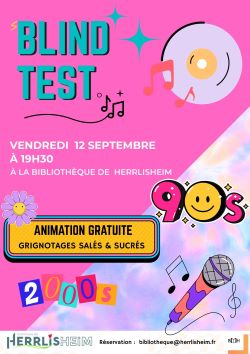Blind test : soirée musicale quiz sur inscription vendredi 12 septembre à 19h30
